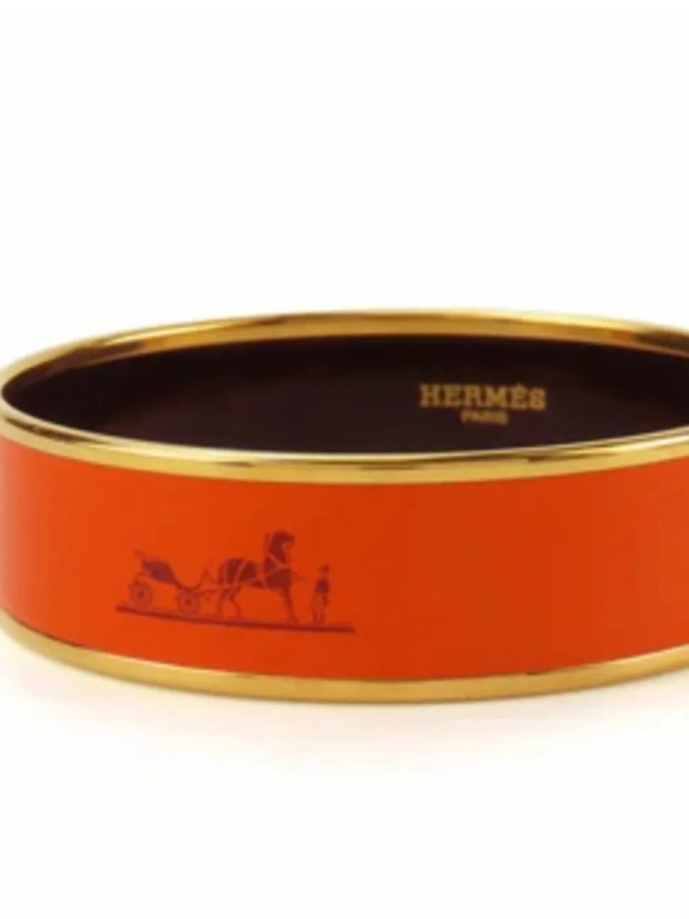 Orange enamel and gold-tone bangle bracelet